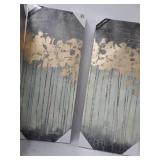 Madison Park Wall Art Living Room Decor - Embelished Gold Foil Triptych Canvas Home Accent Dining, Bathroom Decoration, Ready to Hang Painting for Bedroom, 15" x 35", Evening Forest Grey 3 Piece