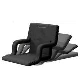Home-Complete Stadium Seat Chair 2 Pack- Wide Bleacher Cushions with Padded Back Support 6 Reclining Positions, Black