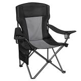 AsterOutdoor Camping Folding Chair Padded Quad Arm Chair with Large Cup Holders, Side Organizer & Back Pocket for Outdoor, Camp, Indoor, Patio, Fishing, Supports 350lbs