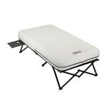 Coleman Twin Airbed Folding Cot with Side Table and 4D Battery Pump, White