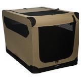 Amazon Basics 3-Door Collapsible Soft-Sided Folding Soft Dog Travel Crate Kennel, Large (24 x 24 x 36 Inches), Tan
