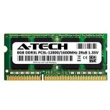 A-Tech RAM 8GB DDR3 / DDR3L SODIMM 1600 MHz PC3-12800 / PC3L-12800 (PC3L-12800S) CL11 2Rx8 1.35V Non-ECC SO-DIMM 204-Pin Memory for Laptop, Notebook & AIO Computers