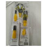 Designers Edge E3001 Light Changing Kit Foot Metal Telescopic Pole, Baskets, Suction Cup and Broken Bulb Changers, Versatile Use, 5 Accessories Included, 11 Feet Tall, 1 Count (Pack of 1), Yellow