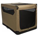 Amazon Basics 3-Door Collapsible Soft-Sided Folding Soft Dog Travel Crate Kennel, X-Large (31 x 31 x 42 Inches), Tan