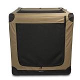 Amazon Basics 3-Door Collapsible Soft-Sided Folding Soft Dog Travel Crate Kennel, X-Large (31 x 31 x 42 Inches), Tan
