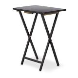 Amazon Basics Classic TV Dinner Folding Trays with Storage Rack, Black - Set of 4