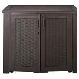 Rubbermaid Decorative Patio Chic Weather Resistant Outdoor Storage Cabinet, Black Oak