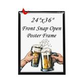 T-SIGN 24 x 36 Inches Poster Frame Front Snap Open Aluminum with 1 PVC Transparent Protective Film, 1" Profile Black Wall Mounted Display Picture/Photo, More Convenient