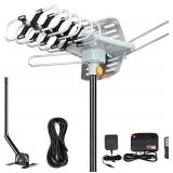 Outdoor Antenna - Amplified Digital HDTV Antenna 150 Miles Range 360 Degree Rotation- Support UHF/VHF 4K 1080P with Mounting Pole & 33 ft RG6 Coax Cable