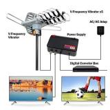 Outdoor Antenna - Amplified Digital HDTV Antenna 150 Miles Range 360 Degree Rotation- Support UHF/VHF 4K 1080P with Mounting Pole & 33 ft RG6 Coax Cable
