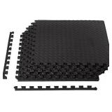 Amazon Basics Foam Interlocking Exercise Gym Floor Mat Tiles - Pack of 6, 24 x 24 x .5 Inches, Black