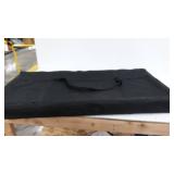 AxcessAbles ES-01 Event Podium DJ Table Facade, 2ft 9" Standing Desk Height, 39.5" W x 19.5"D Work Surface. Video Light Projector Display Booth. Portable with Carrying Bag, Black, White Scrim.