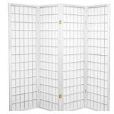 Oriental Furniture 5 ft. Tall Window Pane Shoji Screen - White - 4 Panels