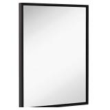 Hamilton Hills Clean Large Modern Black Frame Wall Mirror | Contemporary Premium Silver Backed Floating Glass Panel Vanity or Bathroom Mirrored Rectangle Hangs Horizontal or Vertical 22" x 30"