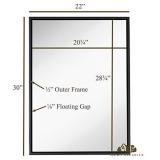 Hamilton Hills Clean Large Modern Black Frame Wall Mirror | Contemporary Premium Silver Backed Floating Glass Panel Vanity or Bathroom Mirrored Rectangle Hangs Horizontal or Vertical 22" x 30"