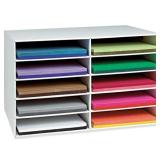 Classroom Keepers 12" x 18" Construction Paper Storage, 10-Slot, White, 16-7/8"H x 26-7/8"W x 18-1/2"D, 1 Piece
