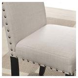 Roundhill Furniture Biony Tan Fabric Dining Chairs with Nailhead Trim, Set of 2
