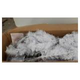 National Tree Company Pre-lit Artificial Christmas Tree | Includes Pre-strung White Lights and Stand | White With Silver Glitter | Winchester White Pine - 7 ft