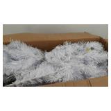 National Tree Company Pre-lit Artificial Christmas Tree | Includes Pre-strung White Lights and Stand | White With Silver Glitter | Winchester White Pine - 7 ft