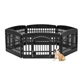 IRIS USA 24" 6 Panel Exercise Pet Playpen with Door, Black, 60.75"L x 60.75"W x 23.75"H (586687)