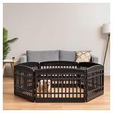 IRIS USA 24" 6 Panel Exercise Pet Playpen with Door, Black, 60.75"L x 60.75"W x 23.75"H (586687)