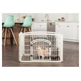 IRIS USA 4-Panel Pet Playpen with Door, Size 35.25"L x 35.25"W x 24"H CI-604, White