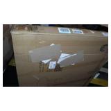 Walker Edison Mid Century Modern Round Coffee Table Living Room Accent Ottoman Storage Shelf, 30 Inch, Marble and Acorn