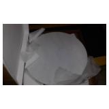 Walker Edison Mid Century Modern Round Coffee Table Living Room Accent Ottoman Storage Shelf, 30 Inch, Marble and Acorn