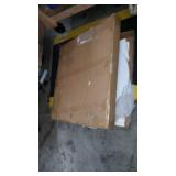 Walker Edison Mid Century Modern Round Coffee Table Living Room Accent Ottoman Storage Shelf, 30 Inch, Marble and Acorn