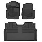 Husky Liners WeatherBeater Front & 2nd Seat Floor Liners #94041 - Fits 2015-21 Ford F-150 SuperCrew with carpeting, Black