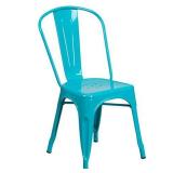 Flash Furniture Commercial Grade Crystal Teal-Blue Metal Indoor-Outdoor Stackable Chair