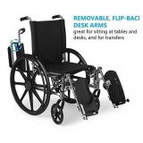 Medline Lightweight & User-Friendly Wheelchair With Flip-Back, Desk-Length Arms & Elevating Leg Rests for Extra Comfort, Gray, 18 Seat