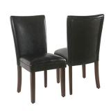 HomePop Parsons Upholstered Accent Dining Chair, Set of 2, Black Faux Leather