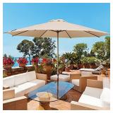Abba Patio 11ft Patio Umbrella Outdoor Umbrella Patio Market Table Umbrella with Push Button Tilt and Crank for Garden, Lawn, Deck, Backyard & Pool, Beige