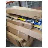Miscellaneous Pallet: See pictures BBQ KIT, car parts, housewares, Curtain Rods, large mystery boxes