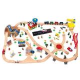 KidKraft Waterfall Mountain Wooden Train Set & Table with 120 Pieces, 3 Storage Bins, Gift for Ages 3+