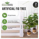 2 Pack - GreenBoxx Faux Fiddle Leaf Fig Tree Artificial Green Fake Boho Ficus Plants 45 Total Leaves and Ready to Display Cement Pot for Home DÃ©cor, Office DÃ©cor, Window and Wedding DÃ©cor 35"