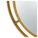 Glitzhome 28" Decorative Wall Mirrors Modern Deluxe Metal Round Wall Mirror with Golden Circle Ring Frame for Bedroom Bathroom Living Room Entryway