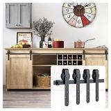 HomLux 8ft Double Cabinet Door Mini Barn Door Hardware Kits for Cabinet Doors - Smoothly and Quietly - Simple and Easy to Install J Shape Hangers