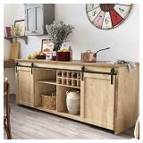 HomLux 8ft Double Cabinet Door Mini Barn Door Hardware Kits for Cabinet Doors - Smoothly and Quietly - Simple and Easy to Install J Shape Hangers