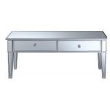 Convenience Concepts Gold Coast Mirror Coffee Table with Two Drawers, Mirror / Silver Frame