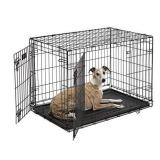 Dog Crate 1536DDU MidWest ICrate 36 Inches Double Door Folding Metal Dog Crate w/ Divider Panel, Floor Protecting Feet & Leak Proof Dog Tray Intermediate Dog Breed, Black