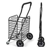 Pipishell Shopping Cart with Dual Swivel Wheels for Groceries - Compact Folding Portable Cart Saves Space - with Adjustable Handle Height - Lightweight Easy to Move Holds up to 70L/Max 66Ibs -PITUC1