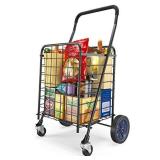 Pipishell Shopping Cart with Dual Swivel Wheels for Groceries - Compact Folding Portable Cart Saves Space - with Adjustable Handle Height - Lightweight Easy to Move Holds up to 70L/Max 66Ibs -PITUC1