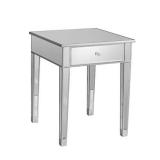 Mirage Mirrored Accent Table - Mirror Surface w/ Silver Trim - Glam Style