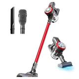 Dibea Upgraded 15000pa Cordless Lightweight Stick Vacuum Cleaner, Powerful Suction Bagless Rechargeable 2 in 1 Handheld Car Vacuum with Mini Motorized Brush, Red DT10