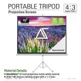 Akia Screens Portable Projector Screen with Stand 100 inch Pull Up Tripod 4:3 16:9 8K 4K HD 3D Ready White Retractable Projection Screen for Indoor Outdoor Movie Video Home Theater Office AK-T100SB1