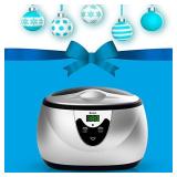 UKOKE 3800S, Professional Jewelry Timer, Portable Household Ultrasonic Cleaning Machine, Eyeglasses Denture Cleaner, 0.6 L, Silver