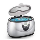 UKOKE 3800S, Professional Jewelry Timer, Portable Household Ultrasonic Cleaning Machine, Eyeglasses Denture Cleaner, 0.6 L, Silver