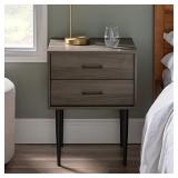 Walker Edison Modern Olivia 2 Drawer Wood Rectangle Side Table Living Room Small End Accent Table, 20 Inch, Slate Grey